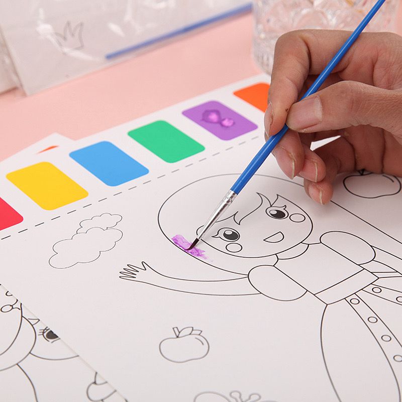 SG READY STOCK Watercolor Painting Sheet - With Brush & Built-in Watercolors
