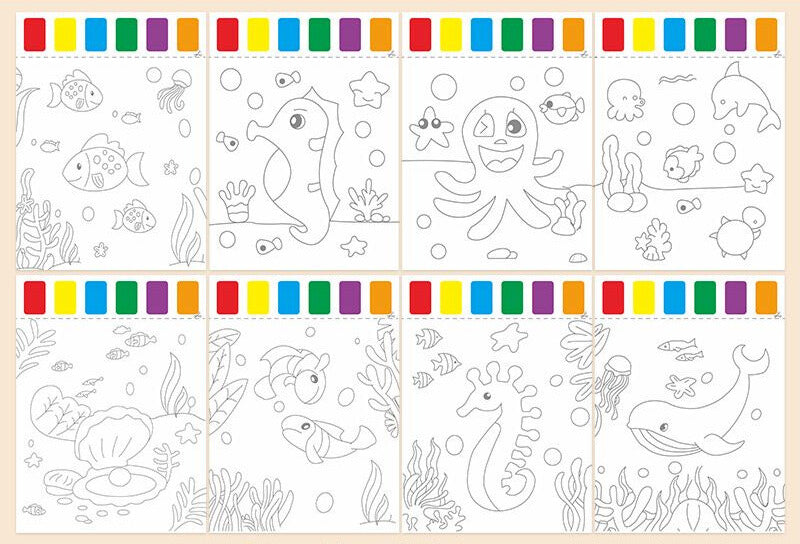 SG READY STOCK Watercolor Painting Sheet - With Brush & Built-in Watercolors