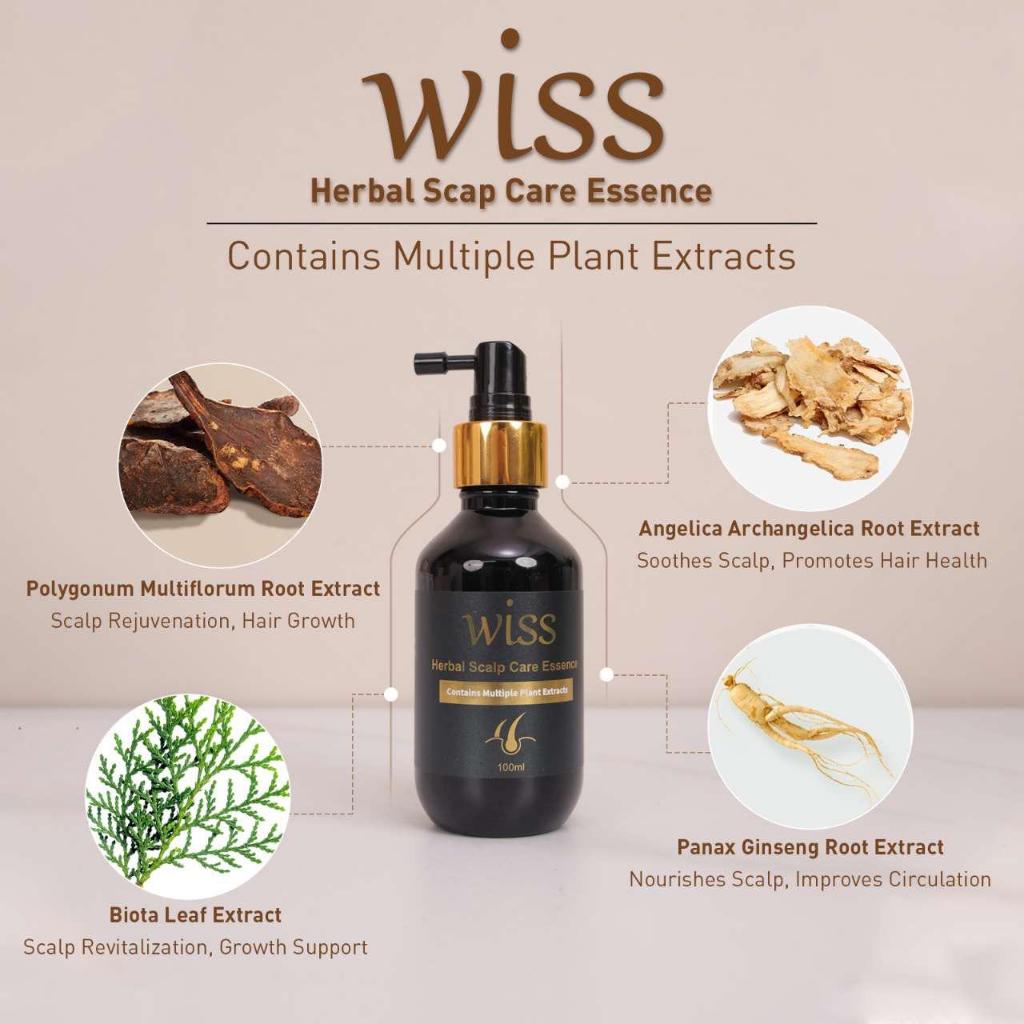 Wiss Herbal Scalp Care Essence Anti-Hairloss Hair Loss Hair Tonic/ Hair Thinning Solution 100ml SG Ready Stock