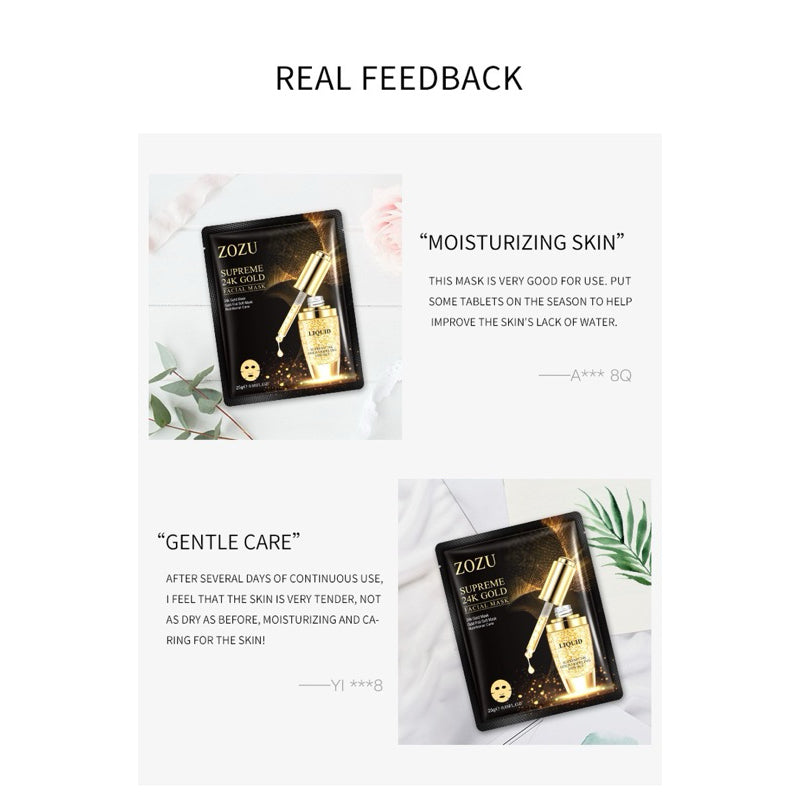 ZOZU 24K Gold Facial Mask/ Moisturize/ Hyaluronic Acid/ Glucerol/ Skin Regeneration