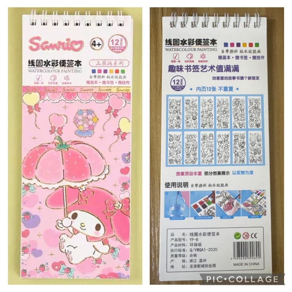 SG READY STOCK Pocket Size Watercolor Painting Sheet - With Brush & Built-in Watercolors