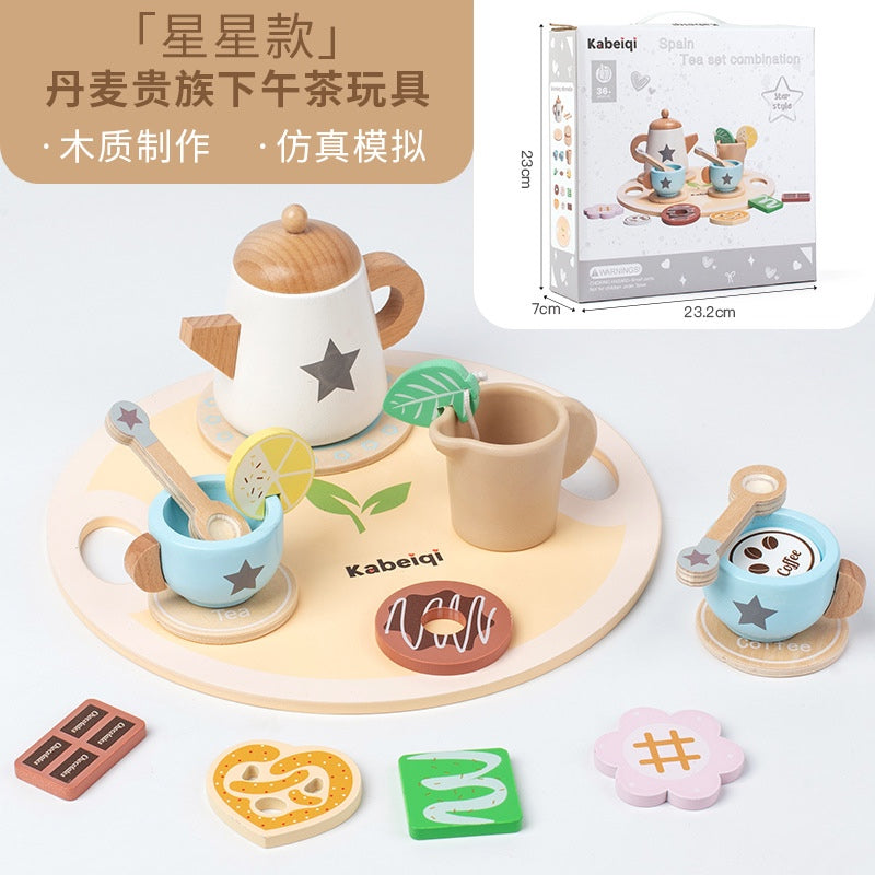 SG READY STOCK Wooden Afternoon Tea Play Set | Pretend Play Hi-Tea Set with Teapot, Cups, Sweets | Montessori Role Play