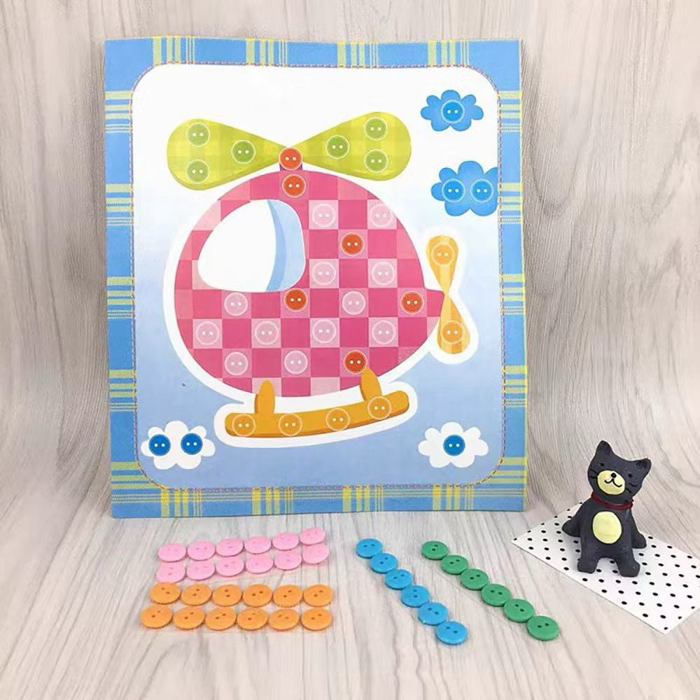 SG Ready Stock DIY Button Art Kit for Kids – 36 Designs | Peel-and-Stick Craft Activity | Educational Fun for Toddlers