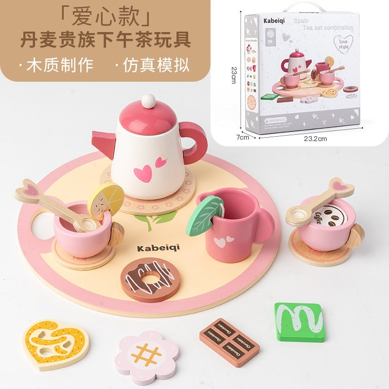 SG READY STOCK Wooden Afternoon Tea Play Set | Pretend Play Hi-Tea Set with Teapot, Cups, Sweets | Montessori Role Play