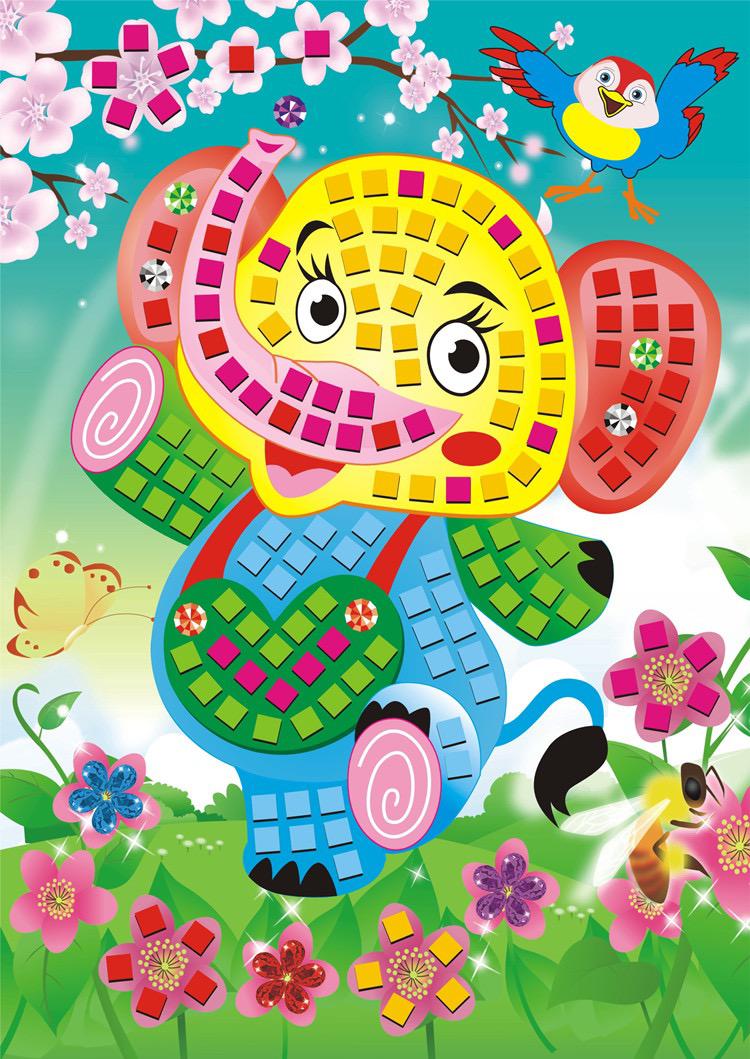 Sg Ready Stock Kids DIY Mosaic Sticker Art Set (12 Designs) | Children Handmade Art Gift | 儿童拼贴画 | 泡棉贴纸画 | 幼儿园手工材料（12款)