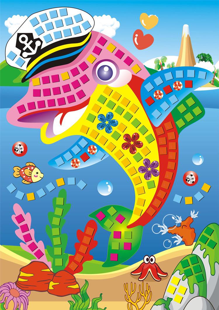 Sg Ready Stock Kids DIY Mosaic Sticker Art Set (12 Designs) | Children Handmade Art Gift | 儿童拼贴画 | 泡棉贴纸画 | 幼儿园手工材料（12款)
