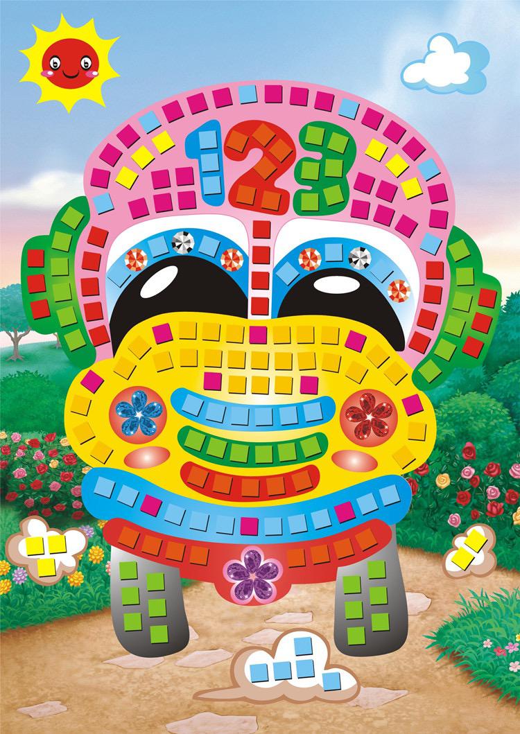 Sg Ready Stock Kids DIY Mosaic Sticker Art Set (12 Designs) | Children Handmade Art Gift | 儿童拼贴画 | 泡棉贴纸画 | 幼儿园手工材料（12款)