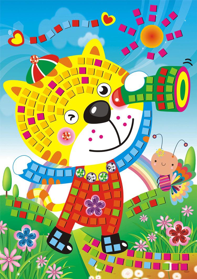 Sg Ready Stock Kids DIY Mosaic Sticker Art Set (12 Designs) | Children Handmade Art Gift | 儿童拼贴画 | 泡棉贴纸画 | 幼儿园手工材料（12款)