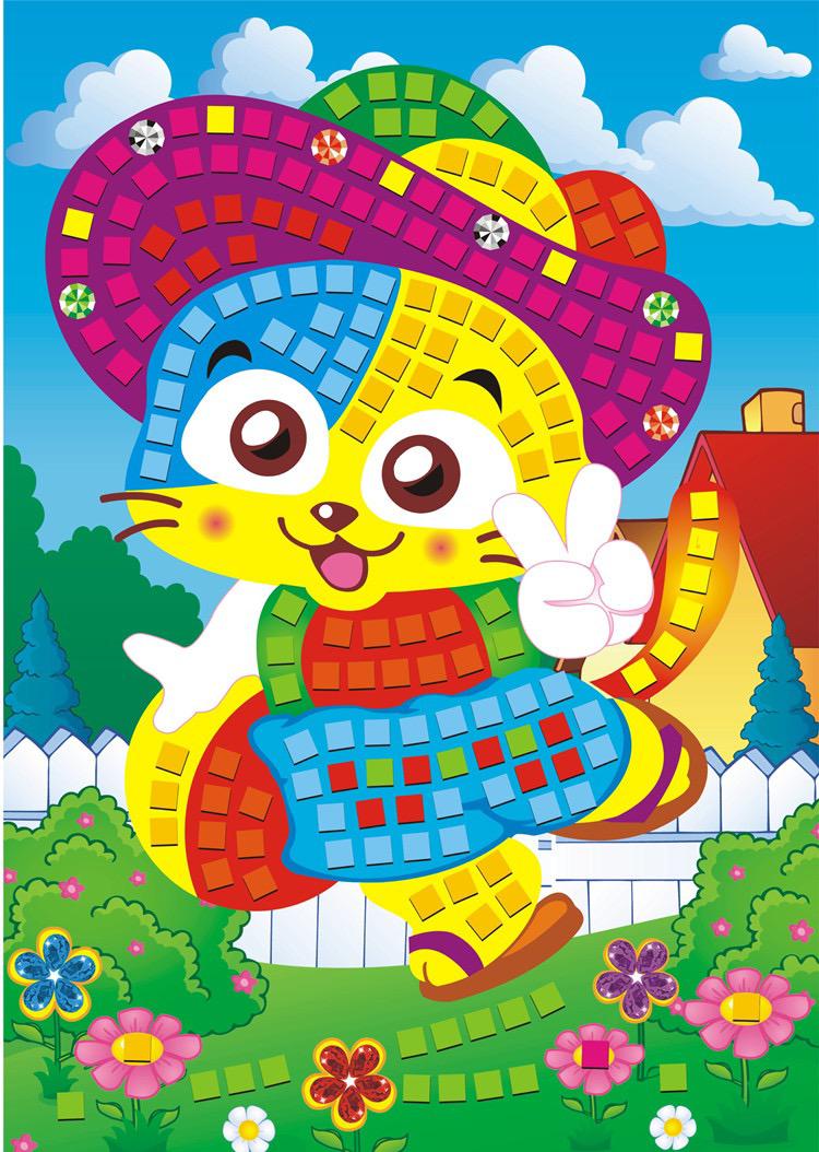 Sg Ready Stock Kids DIY Mosaic Sticker Art Set (12 Designs) | Children Handmade Art Gift | 儿童拼贴画 | 泡棉贴纸画 | 幼儿园手工材料（12款)