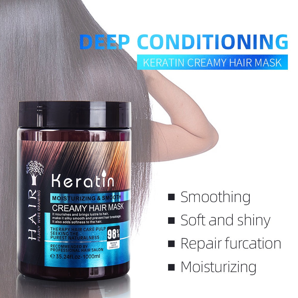 [Sg Ready Stock] Keratin Moisturizing & Smooth Creamy Hair Mask / Keratin Hair Treatment / Keratin Hair Mask 1000ml