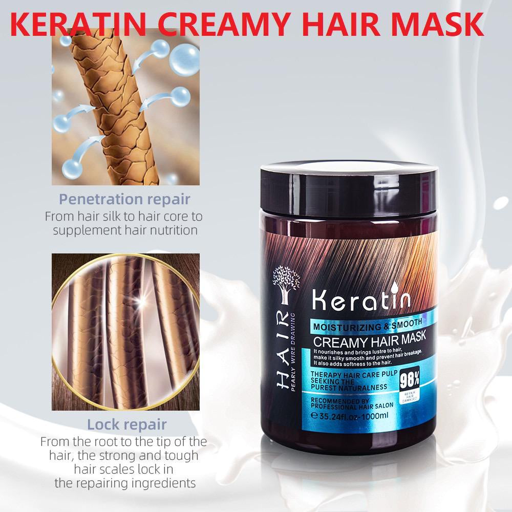 [Sg Ready Stock] Keratin Moisturizing & Smooth Creamy Hair Mask / Keratin Hair Treatment / Keratin Hair Mask 1000ml