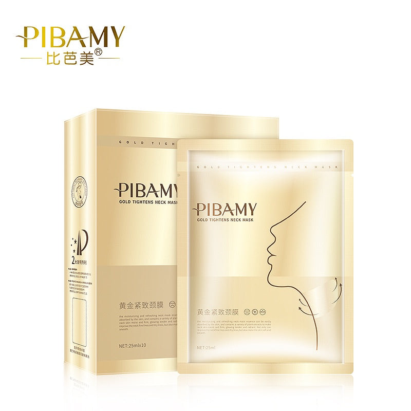 Pibamy Gold Tightens Neck Mask Lifting and Firming Gold Neck Mask Gold Anti-Aging Neck Mask 25ml x 10pcs SG Ready Stock