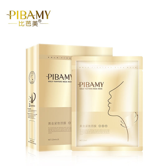 Pibamy Gold Tightens Neck Mask Lifting and Firming Gold Neck Mask Gold Anti-Aging Neck Mask 25ml x 10pcs SG Ready Stock