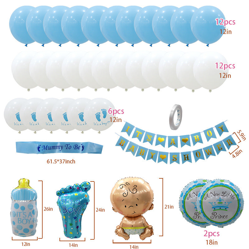 [Sg Ready Stock] Gender Reveal Decoration Complete Set Free  Ballon Pump)/ 2 set Ballon Free Ballon Pump/ Backdrop