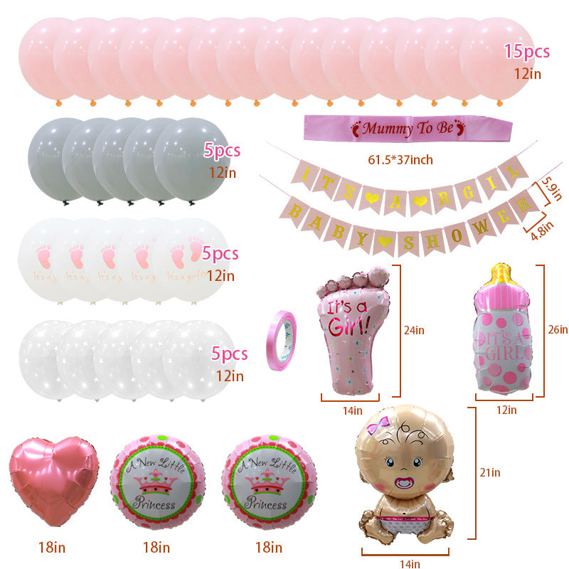 [Sg Ready Stock] Gender Reveal Decoration Complete Set Free  Ballon Pump)/ 2 set Ballon Free Ballon Pump/ Backdrop