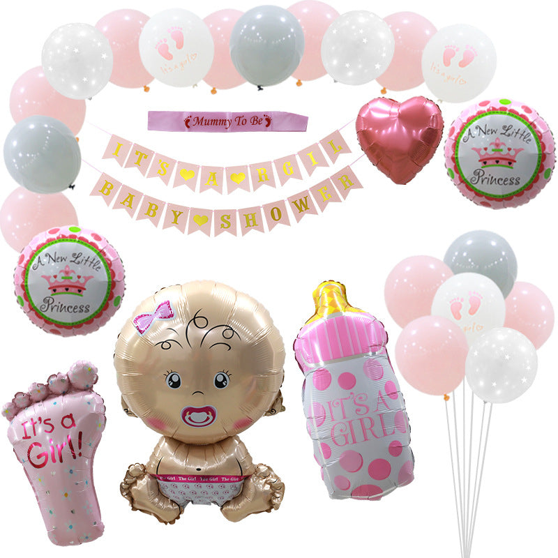 [Sg Ready Stock] Gender Reveal Decoration Complete Set Free  Ballon Pump)/ 2 set Ballon Free Ballon Pump/ Backdrop