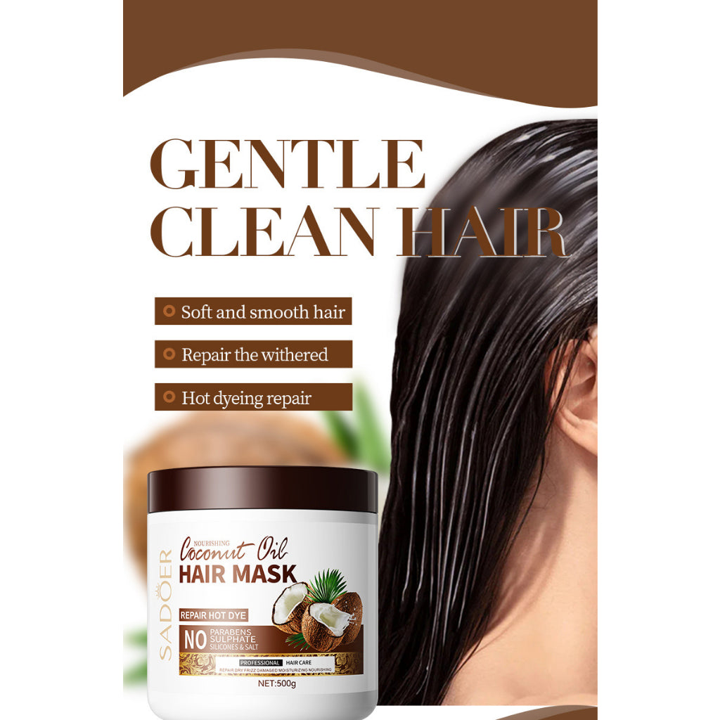 Coconut Oil Shampoo Anti-Dandruff Oil Control Sulphate Free 500ml / Coconut Hair Mask Sulfate Free Repair Hair 500g