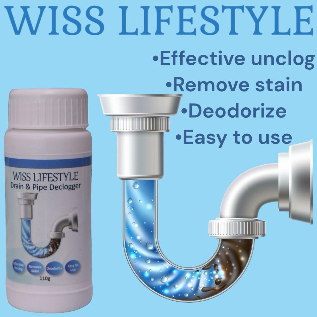 WISS LIFESTYLE Drain Pipe Declogger Basin Cleaner Clogged Drainage Remover Powder Declogger for Toilet Kitchen 220g