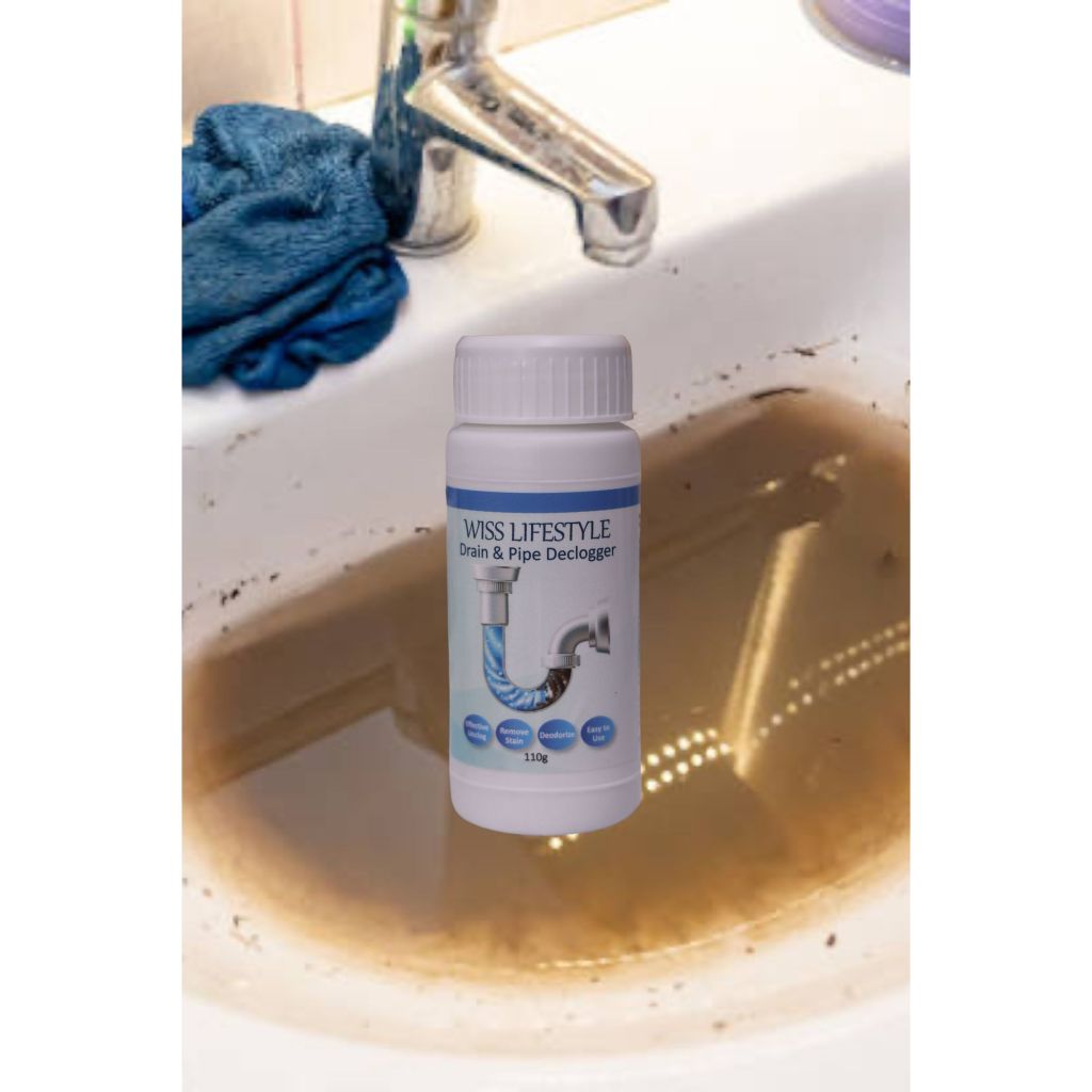WISS LIFESTYLE Drain Pipe Declogger Basin Cleaner Clogged Drainage Remover Powder Declogger for Toilet Kitchen 220g