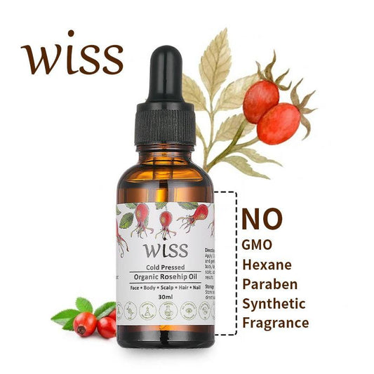 Wiss Cold Pressed Organic Rosehip Rose Hip Oil Pure & Natural for Face Body Nail Care Body Facial Oil Moisturizing 30ml