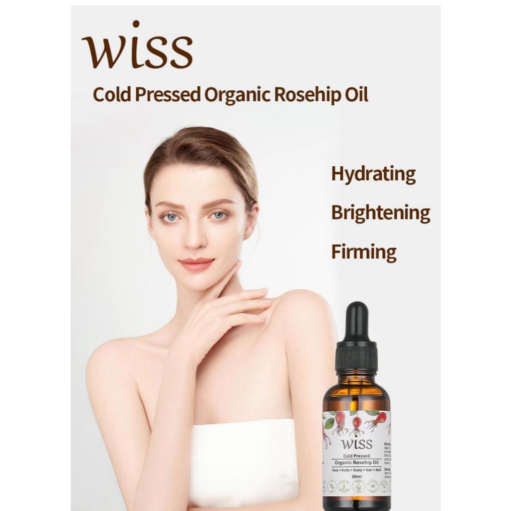 Wiss Cold Pressed Organic Rosehip Rose Hip Oil Pure & Natural for Face Body Nail Care Body Facial Oil Moisturizing 30ml