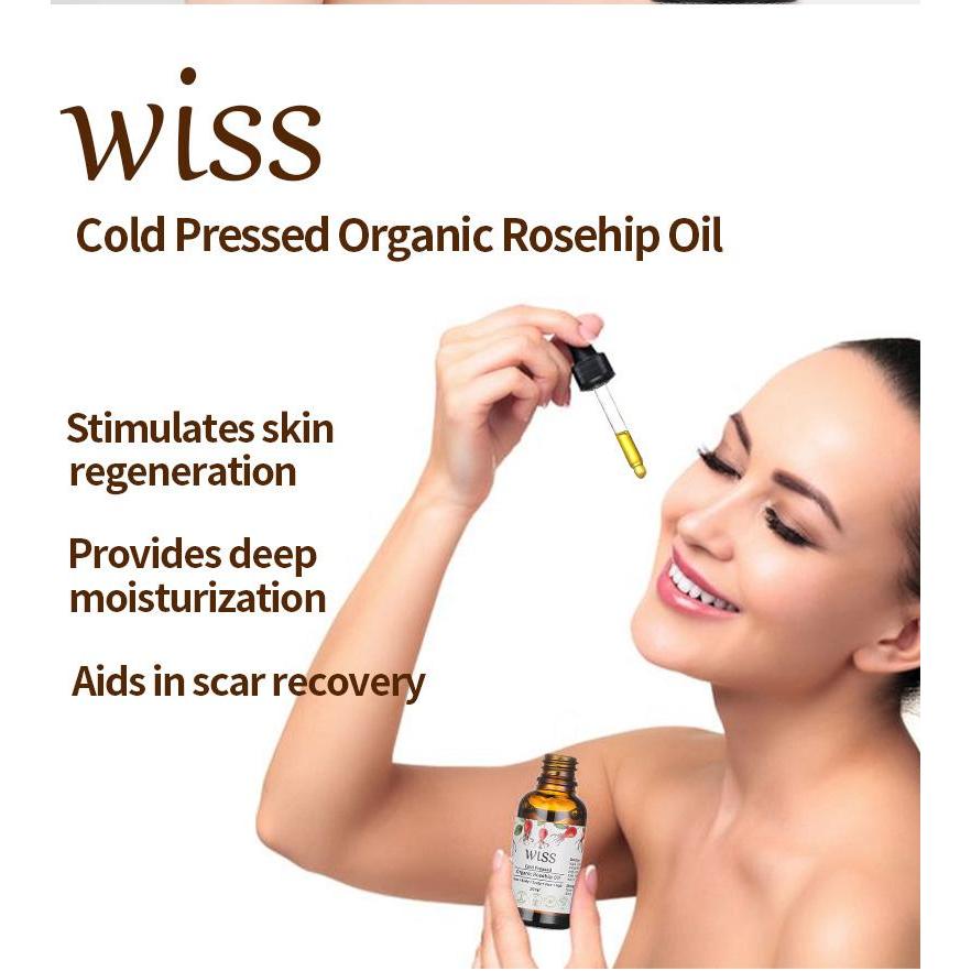 Wiss Cold Pressed Organic Rosehip Rose Hip Oil Pure & Natural for Face Body Nail Care Body Facial Oil Moisturizing 30ml