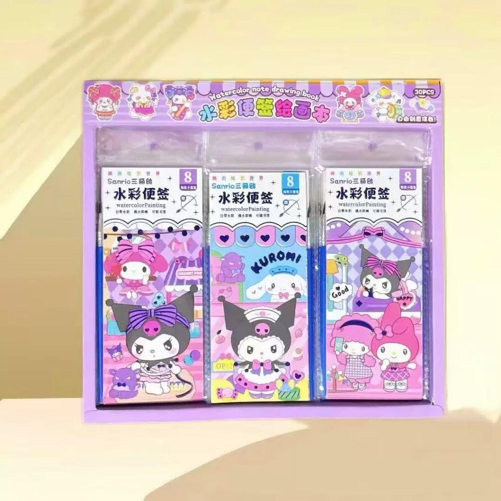 SG READY STOCK Pocket Size Watercolor Painting Sheet - With Brush & Built-in Watercolors