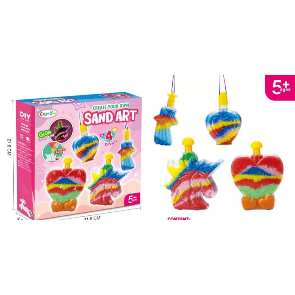 SG Ready Stock | DIY Color Sand Art Bottle Kit for Kids – Creative Layered Sand Craft Set / DIY彩色沙画瓶手工艺术玩具（多款图案可选)