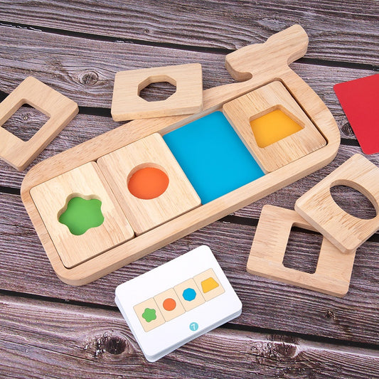 【SG Ready Stock | Montessori Toy】Whale Wooden Shape & Color Sorting Puzzle