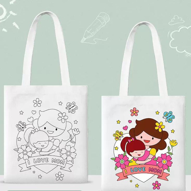 SG Ready Stock | DIY Coloring Tote Bag | Happy Mother's Day | Mother's Day Present | Fabric Marker