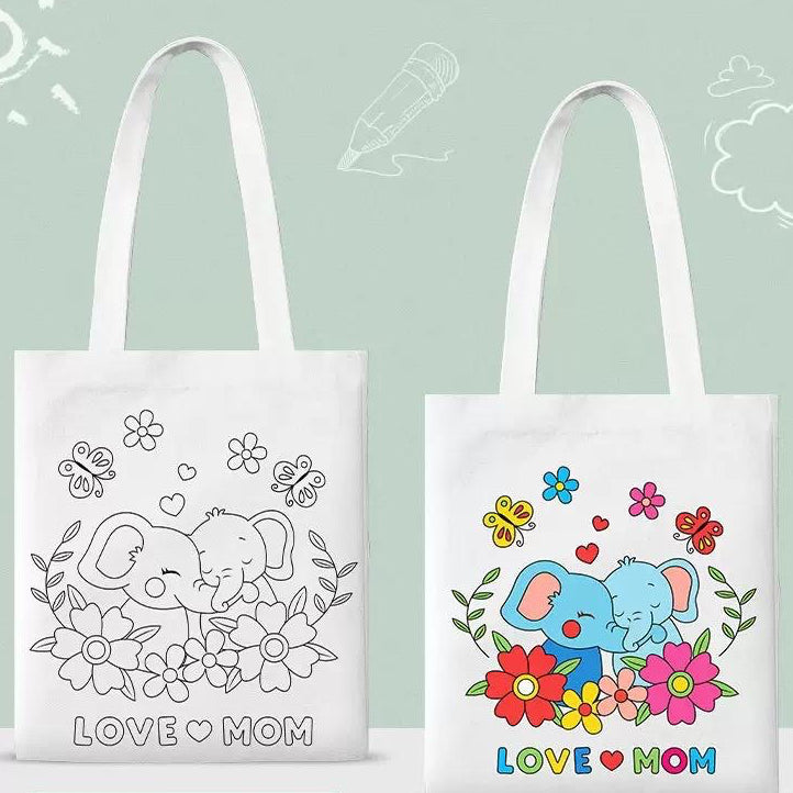 SG Ready Stock | DIY Coloring Tote Bag | Happy Mother's Day | Mother's Day Present | Fabric Marker