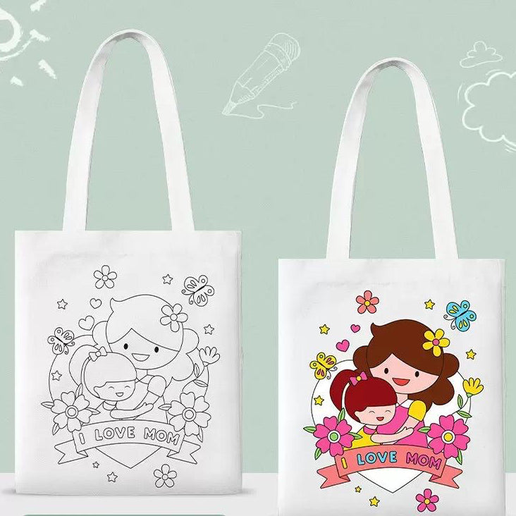 SG Ready Stock | DIY Coloring Tote Bag | Happy Mother's Day | Mother's Day Present | Fabric Marker