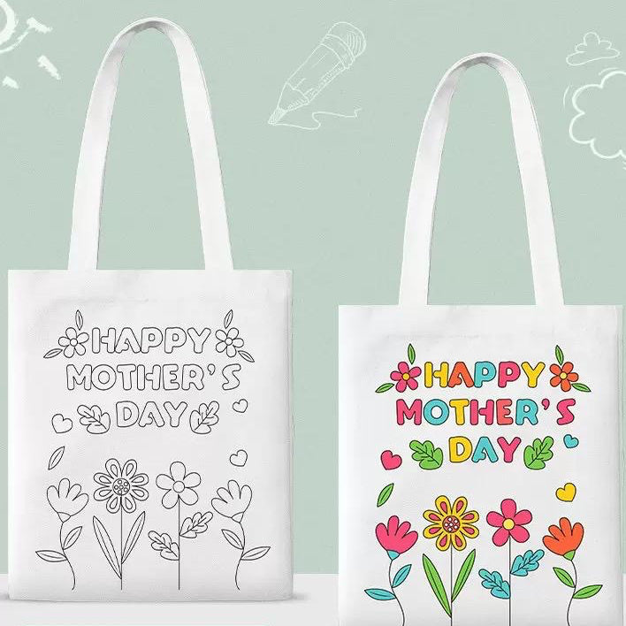 SG Ready Stock | DIY Coloring Tote Bag | Happy Mother's Day | Mother's Day Present | Fabric Marker