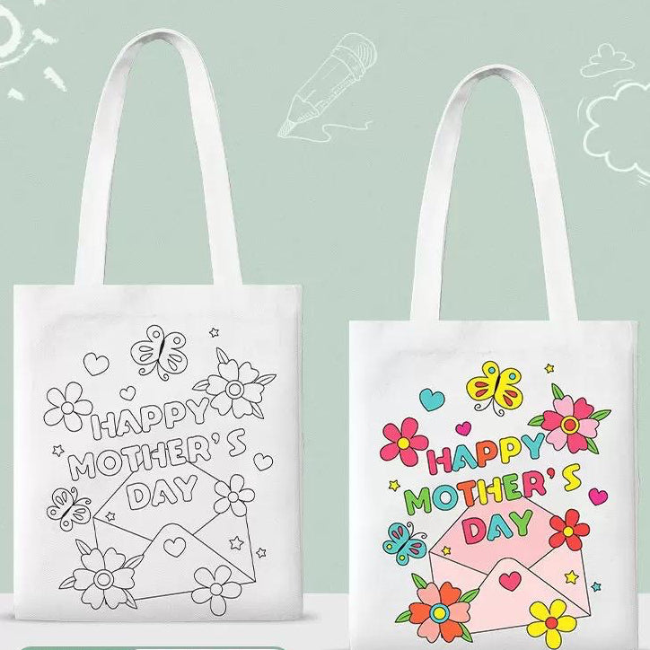 SG Ready Stock | DIY Coloring Tote Bag | Happy Mother's Day | Mother's Day Present | Fabric Marker