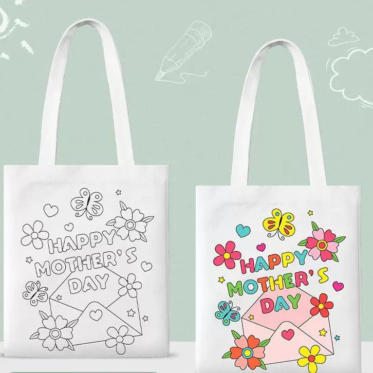 SG Ready Stock | DIY Coloring Tote Bag | Happy Mother's Day | Mother's Day Present | Fabric Marker