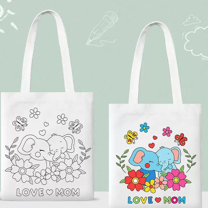 SG Ready Stock | DIY Coloring Tote Bag | Happy Mother's Day | Mother's Day Present | Fabric Marker