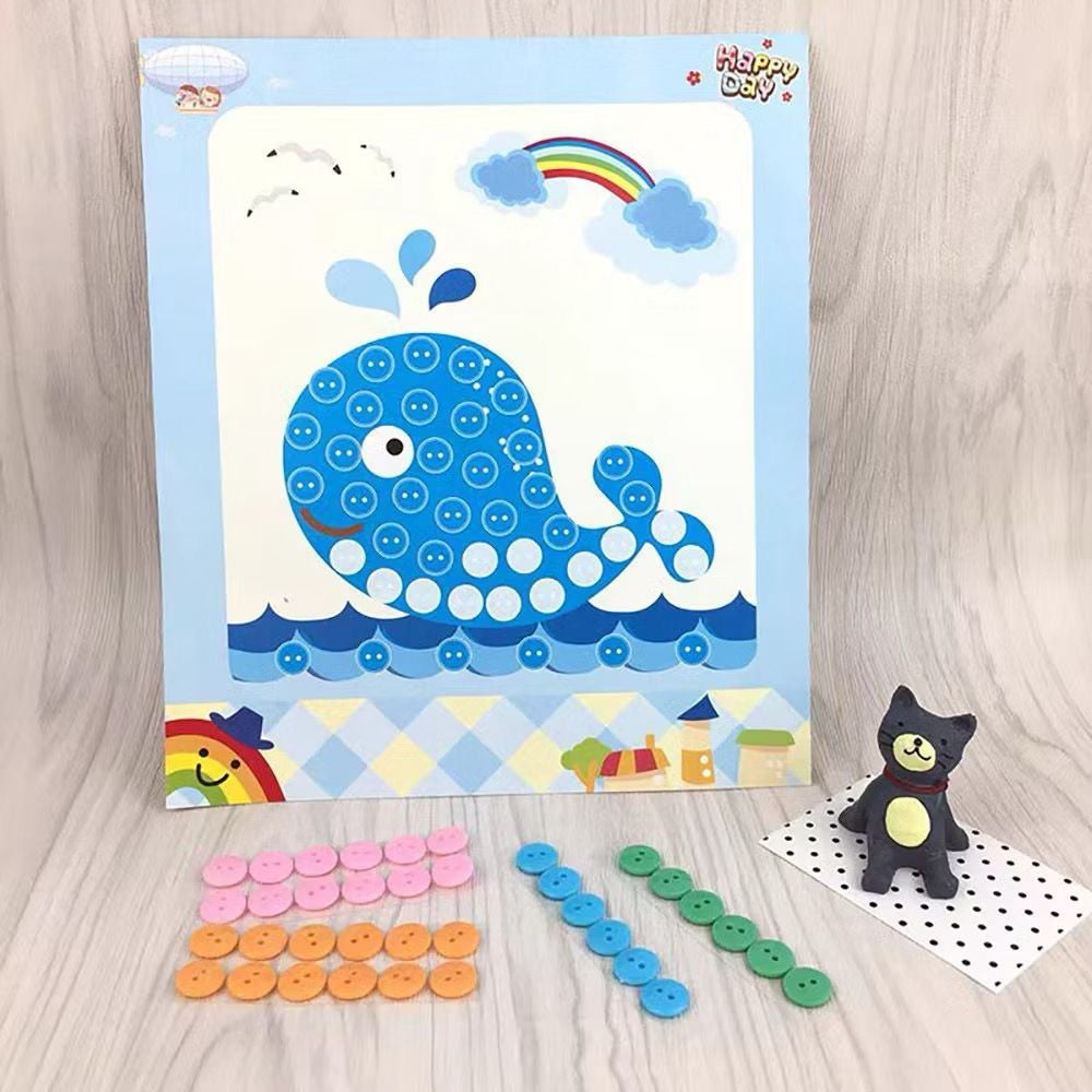 SG Ready Stock DIY Button Art Kit for Kids – 36 Designs | Peel-and-Stick Craft Activity | Educational Fun for Toddlers