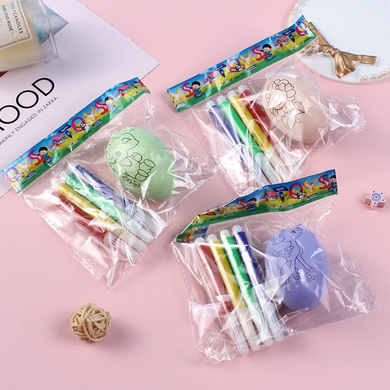 SG READY STOCK DIY Coloring Egg Art Set for Kids – 1 Printed Egg + 4 Color Pens | Creative Drawing Toy | Party | Easter