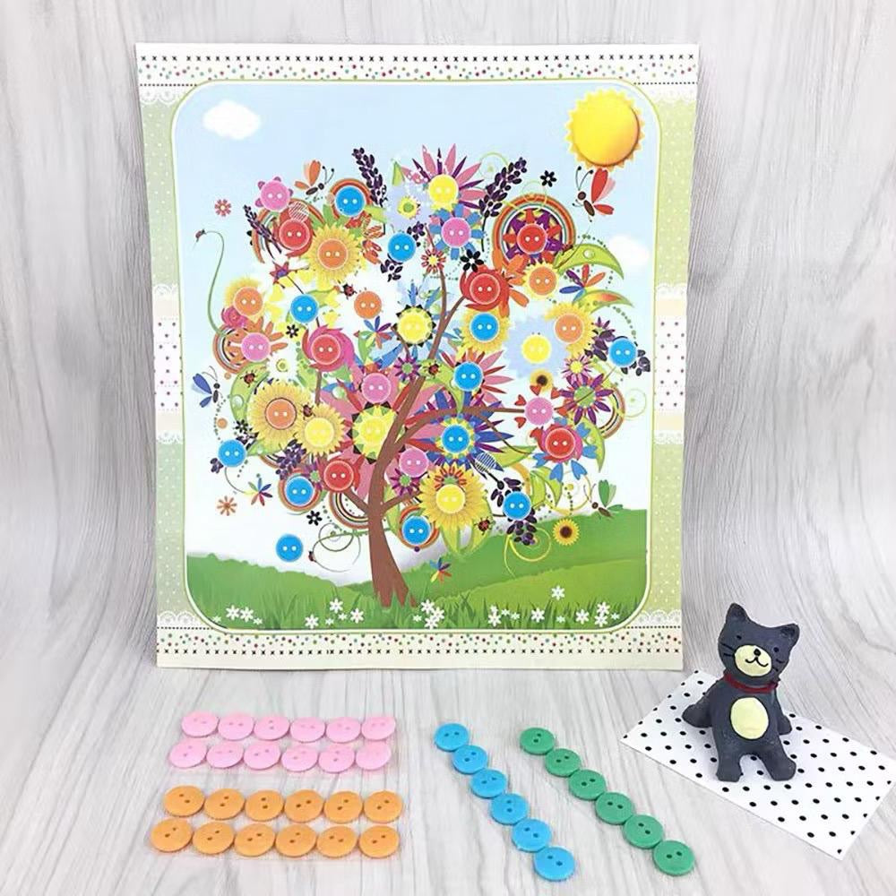 SG Ready Stock DIY Button Art Kit for Kids – 36 Designs | Peel-and-Stick Craft Activity | Educational Fun for Toddlers