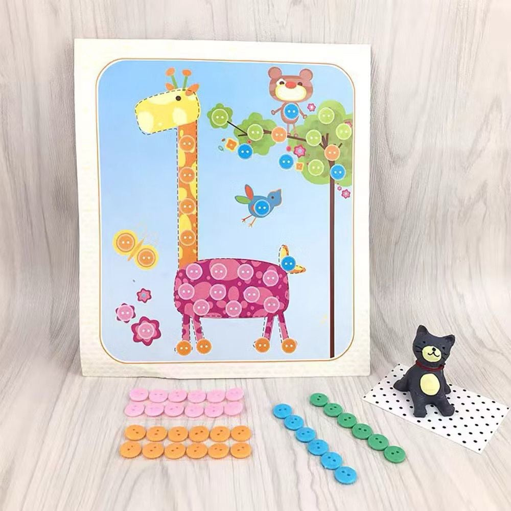 SG Ready Stock DIY Button Art Kit for Kids – 36 Designs | Peel-and-Stick Craft Activity | Educational Fun for Toddlers