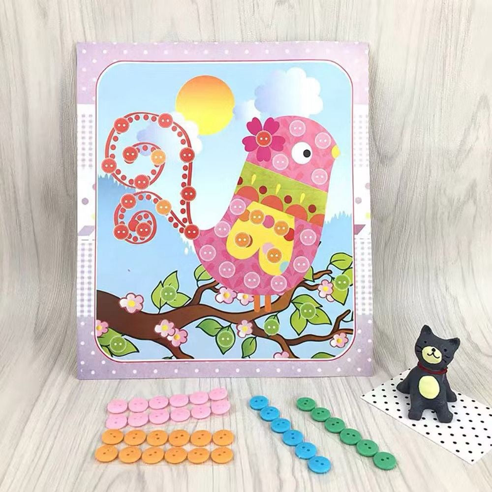 SG Ready Stock DIY Button Art Kit for Kids – 36 Designs | Peel-and-Stick Craft Activity | Educational Fun for Toddlers