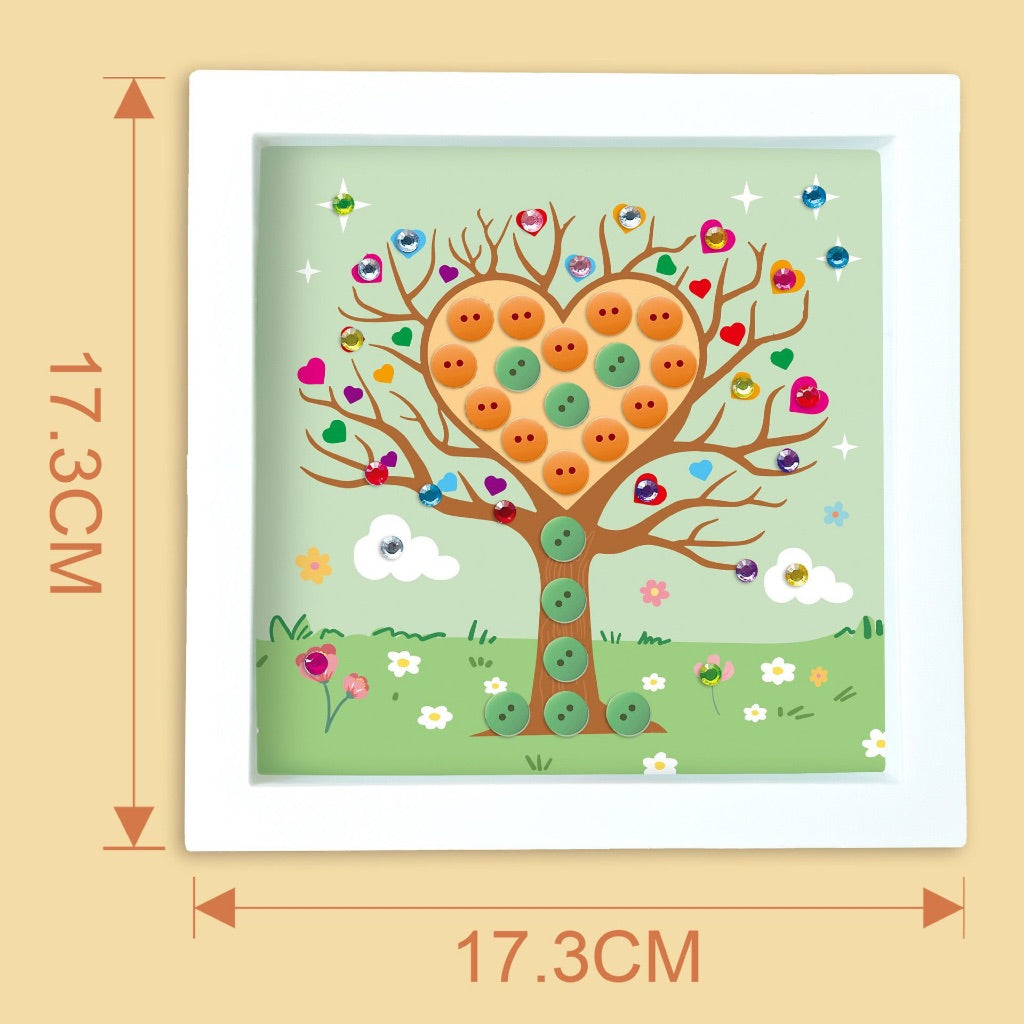 SG READY STOCK DIY Button Art Kit–8 Designs with Adhesive Buttons & Frame | Fun Craft Gift Set for Creative Play