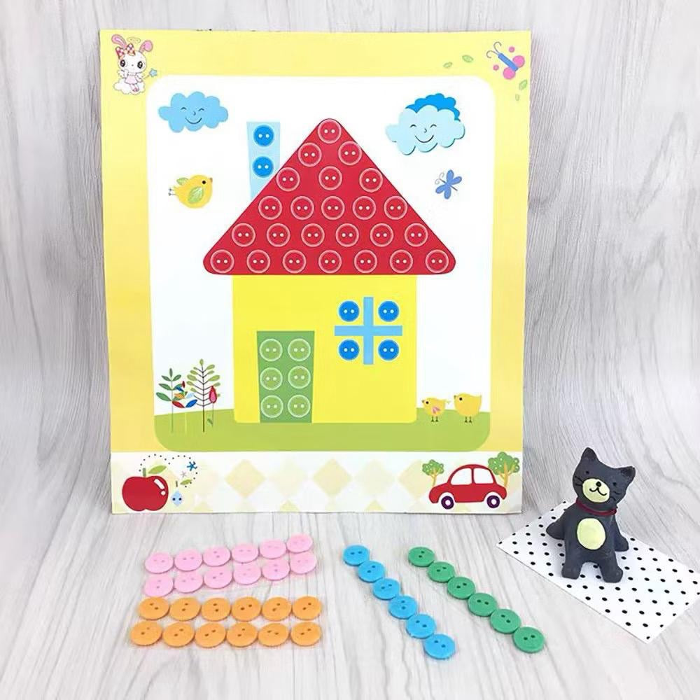 SG Ready Stock DIY Button Art Kit for Kids – 36 Designs | Peel-and-Stick Craft Activity | Educational Fun for Toddlers
