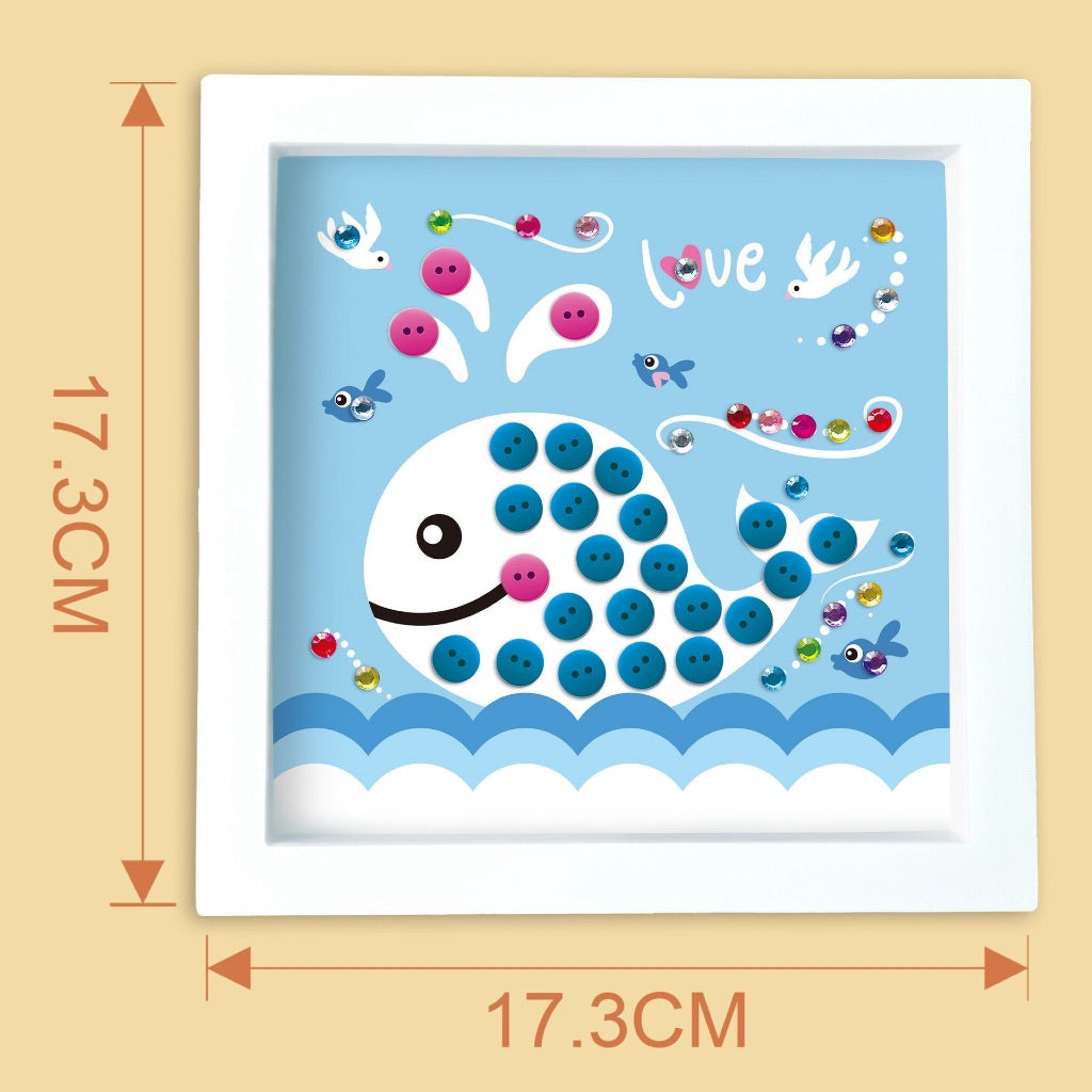 SG READY STOCK DIY Button Art Kit–8 Designs with Adhesive Buttons & Frame | Fun Craft Gift Set for Creative Play