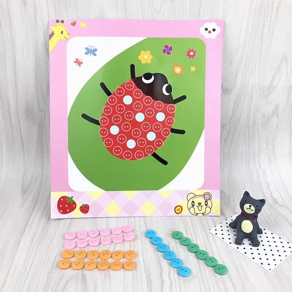 SG Ready Stock DIY Button Art Kit for Kids – 36 Designs | Peel-and-Stick Craft Activity | Educational Fun for Toddlers