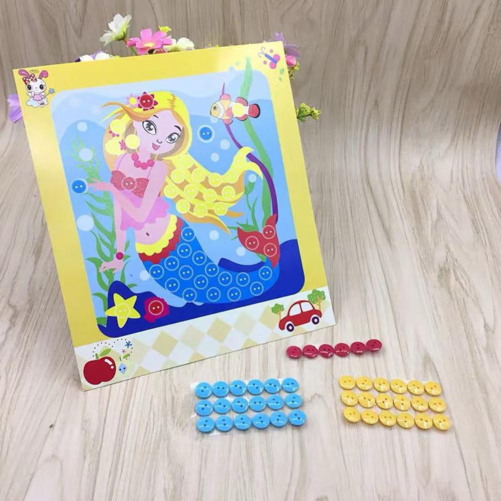 SG Ready Stock DIY Button Art Kit for Kids – 36 Designs | Peel-and-Stick Craft Activity | Educational Fun for Toddlers