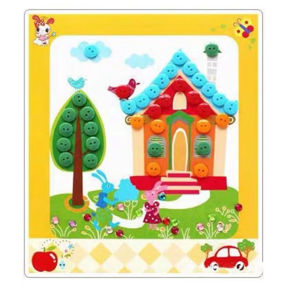 SG Ready Stock DIY Button Art Kit for Kids – 36 Designs | Peel-and-Stick Craft Activity | Educational Fun for Toddlers