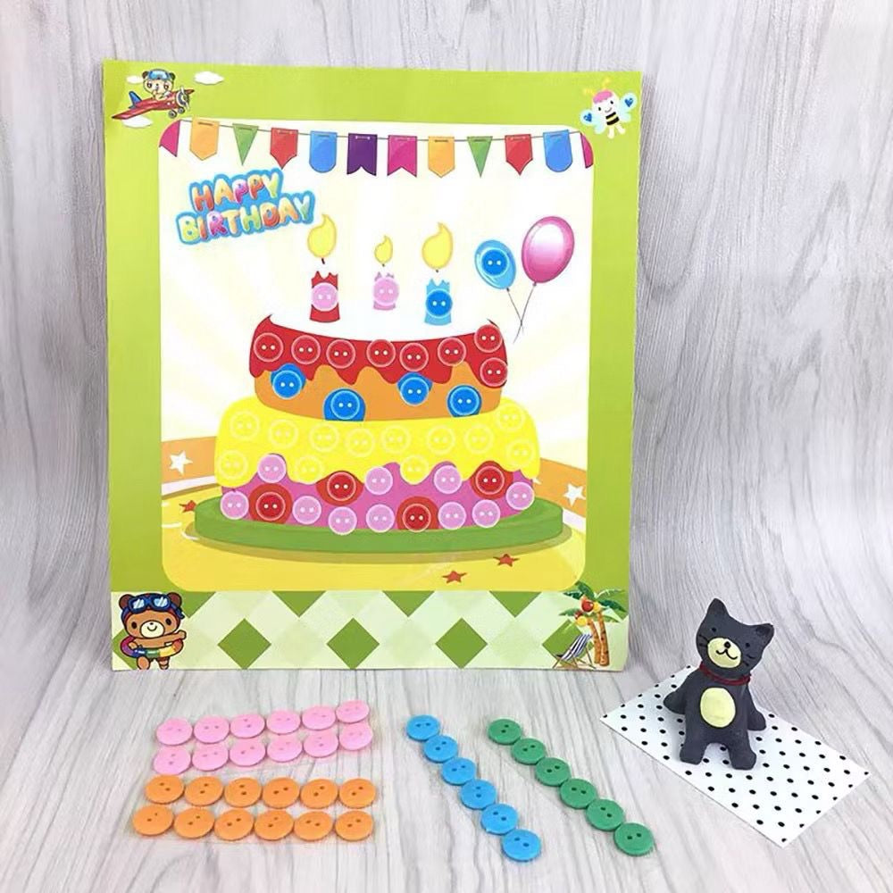 SG Ready Stock DIY Button Art Kit for Kids – 36 Designs | Peel-and-Stick Craft Activity | Educational Fun for Toddlers