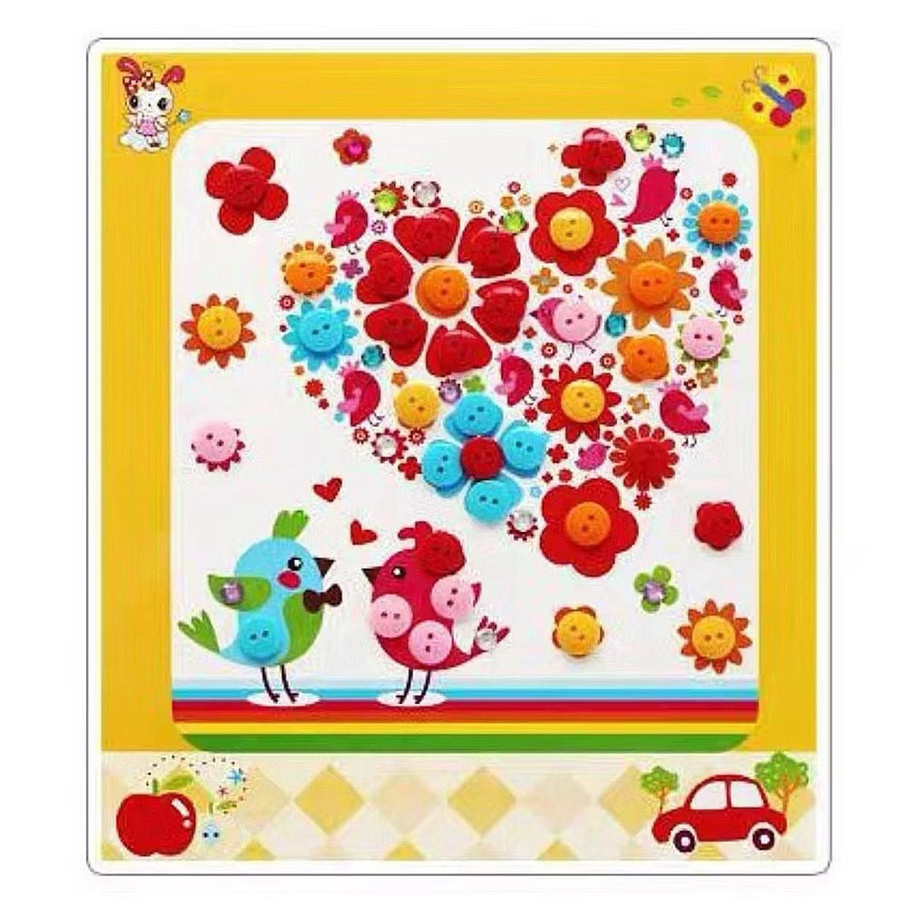 SG Ready Stock DIY Button Art Kit for Kids – 36 Designs | Peel-and-Stick Craft Activity | Educational Fun for Toddlers