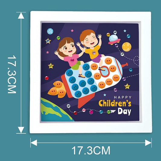 SG READY STOCK DIY Button Art Kit–8 Designs with Adhesive Buttons & Frame | Fun Craft Gift Set for Creative Play
